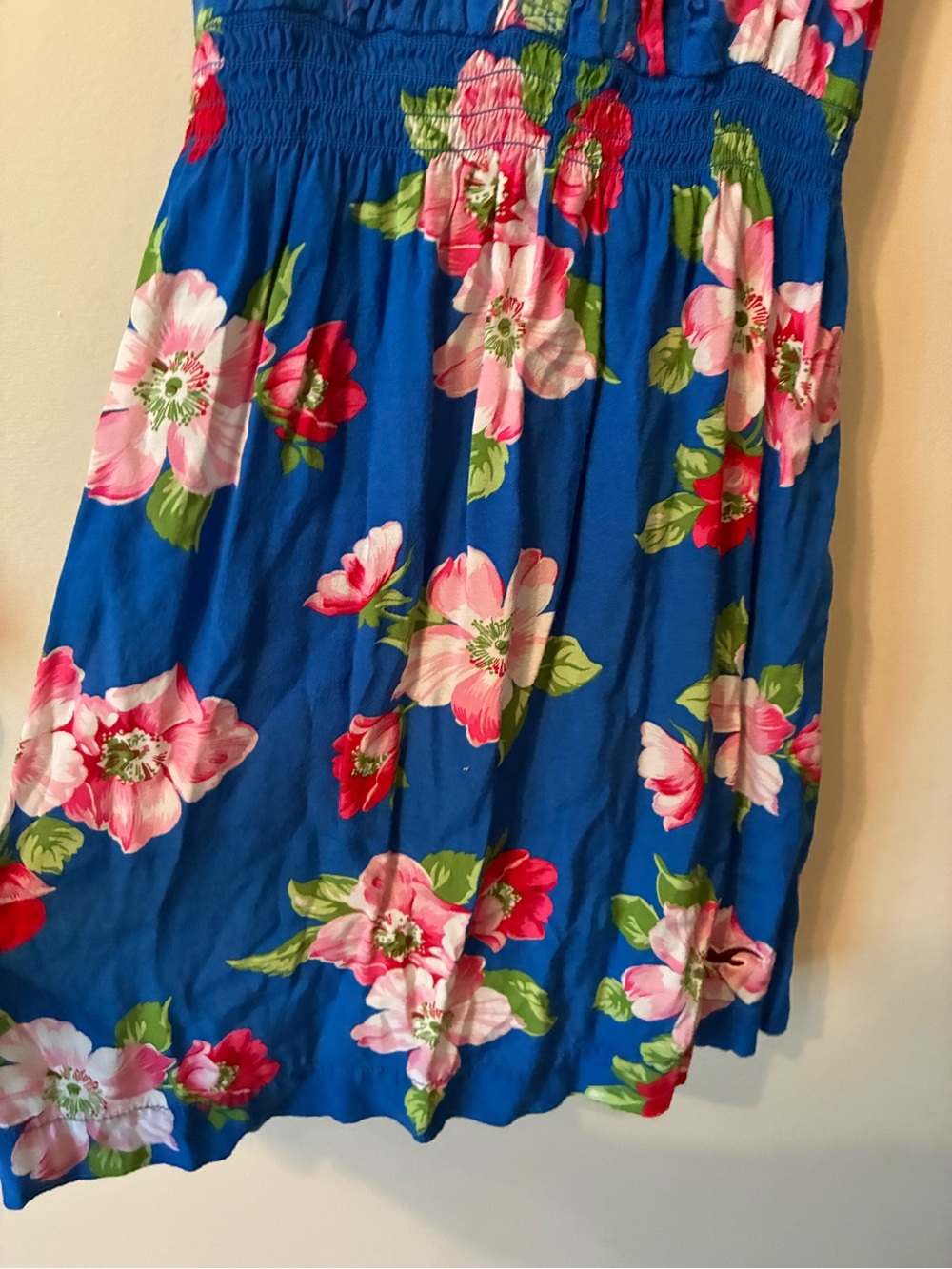 Hollister Blue Floral Mini Dress w/ Criss-Cross Back Straps Y2K Vacay Sundress M - Picture 5 of 10